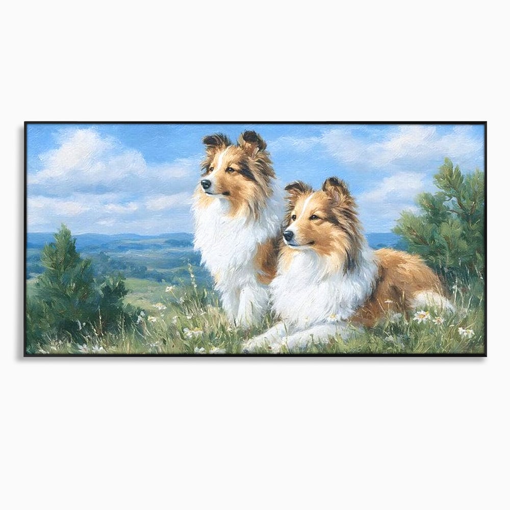Leinwandbilder Premium, LuxCanva® M1297, Immer zusammen, Paar, Natur, Landschaft, Hügel, Hunde, Vegetation, Landschaft, Ruhe, Entspannung, Entspannung, Frieden, Büro, Wohnen, Wohnzimmer, Kinderzimmer