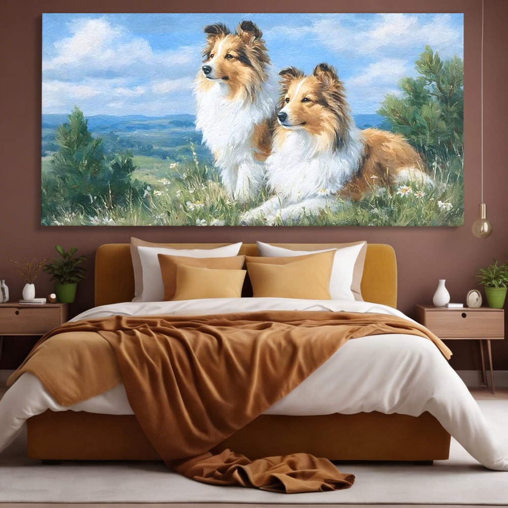 Leinwandbilder Premium, LuxCanva® M1297, Immer zusammen, Paar, Natur, Landschaft, Hügel, Hunde, Vegetation, Landschaft, Ruhe, Entspannung, Entspannung, Frieden, Büro, Wohnen, Wohnzimmer, Kinderzimmer