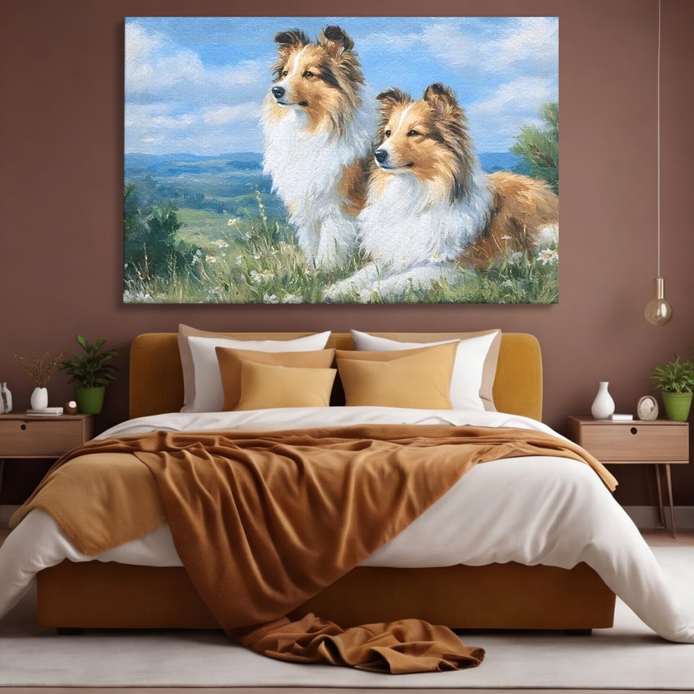 Leinwandbilder Premium, LuxCanva® M1297, Immer zusammen, Paar, Natur, Landschaft, Hügel, Hunde, Vegetation, Landschaft, Ruhe, Entspannung, Entspannung, Frieden, Büro, Wohnen, Wohnzimmer, Kinderzimmer