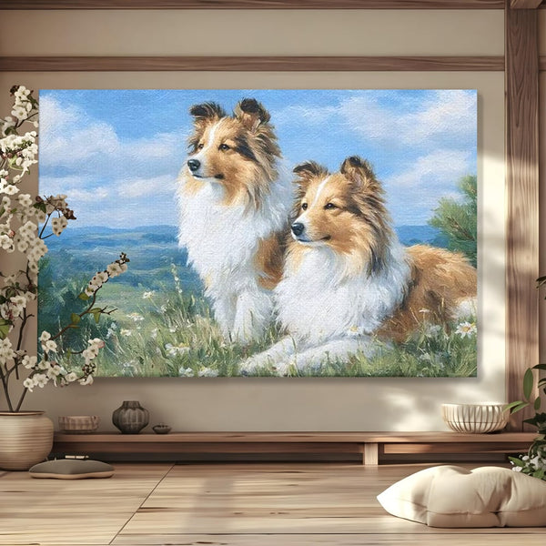 Leinwandbilder Premium, LuxCanva® M1297, Immer zusammen, Paar, Natur, Landschaft, Hügel, Hunde, Vegetation, Landschaft, Ruhe, Entspannung, Entspannung, Frieden, Büro, Wohnen, Wohnzimmer, Kinderzimmer