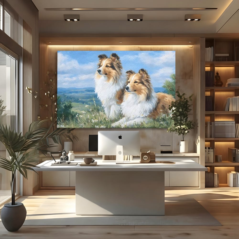 Leinwandbilder Premium, LuxCanva® M1297, Immer zusammen, Paar, Natur, Landschaft, Hügel, Hunde, Vegetation, Landschaft, Ruhe, Entspannung, Entspannung, Frieden, Büro, Wohnen, Wohnzimmer, Kinderzimmer