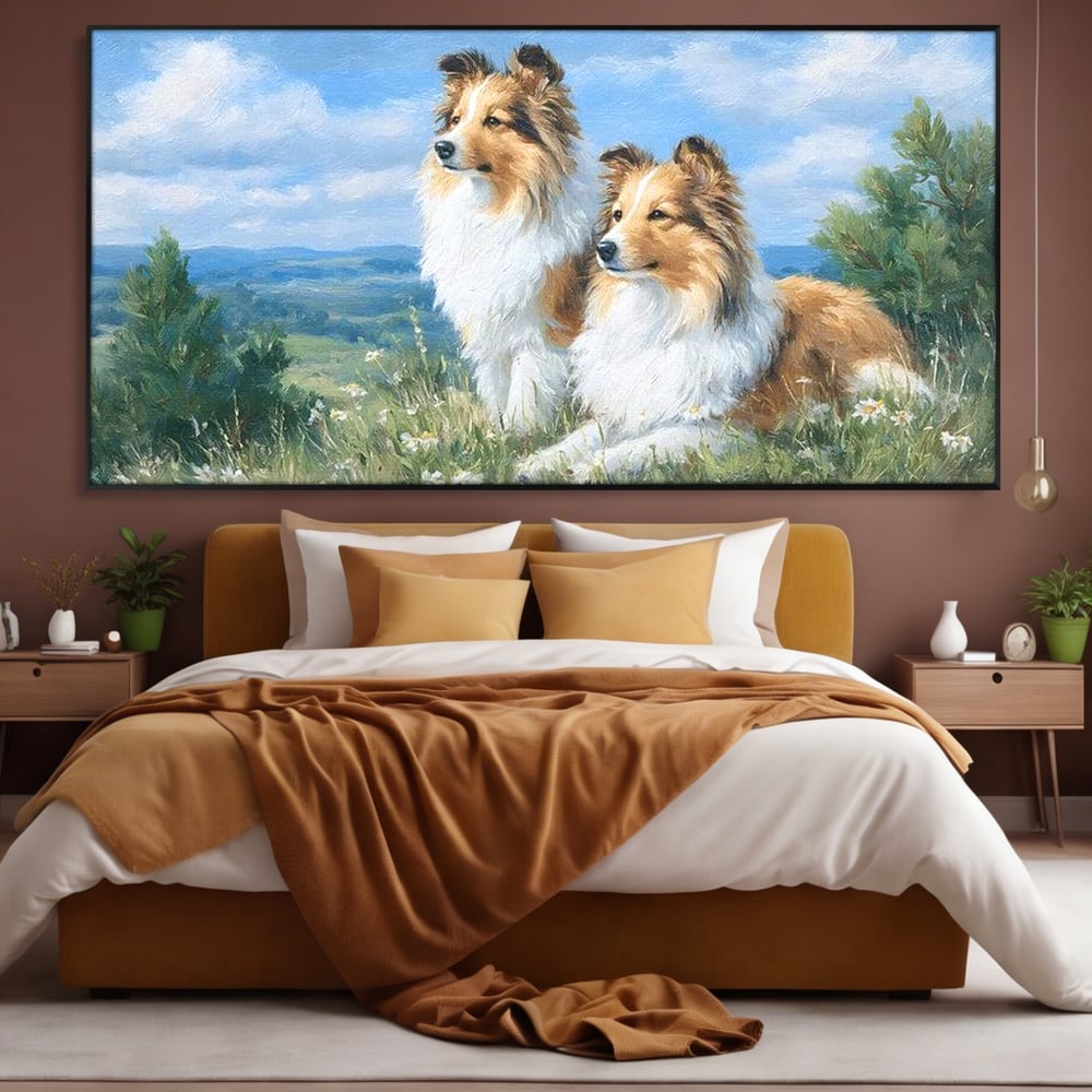 Leinwandbilder Premium, LuxCanva® M1297, Immer zusammen, Paar, Natur, Landschaft, Hügel, Hunde, Vegetation, Landschaft, Ruhe, Entspannung, Entspannung, Frieden, Büro, Wohnen, Wohnzimmer, Kinderzimmer