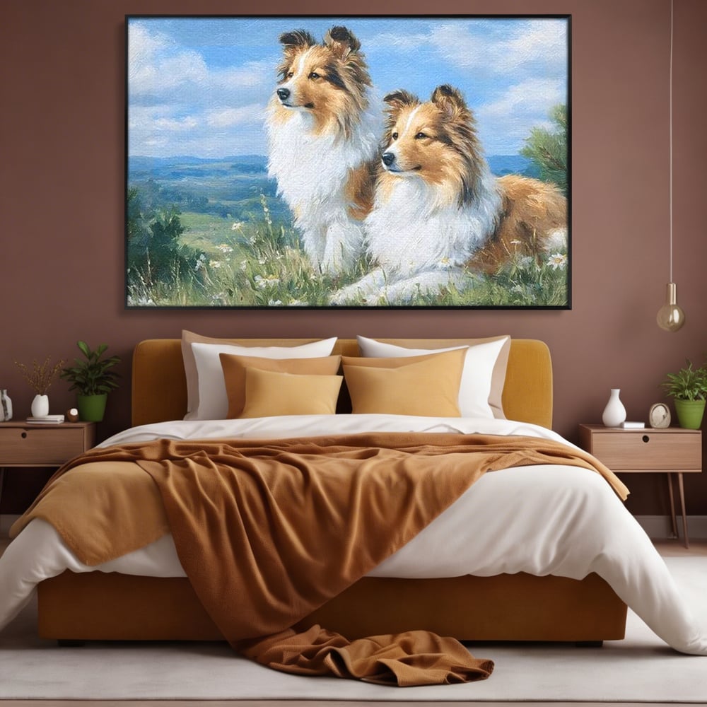Leinwandbilder Premium, LuxCanva® M1297, Immer zusammen, Paar, Natur, Landschaft, Hügel, Hunde, Vegetation, Landschaft, Ruhe, Entspannung, Entspannung, Frieden, Büro, Wohnen, Wohnzimmer, Kinderzimmer