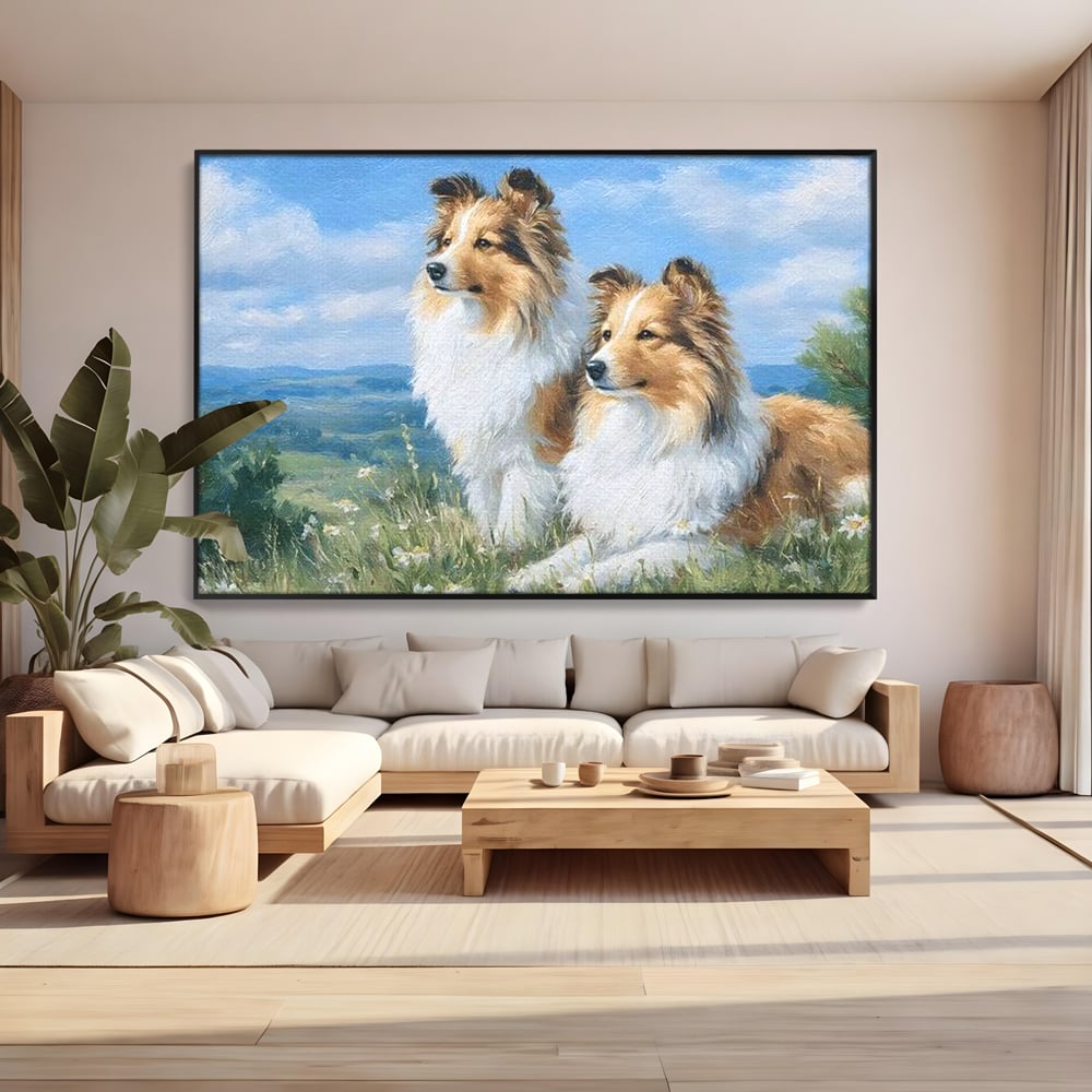 Leinwandbilder Premium, LuxCanva® M1297, Immer zusammen, Paar, Natur, Landschaft, Hügel, Hunde, Vegetation, Landschaft, Ruhe, Entspannung, Entspannung, Frieden, Büro, Wohnen, Wohnzimmer, Kinderzimmer