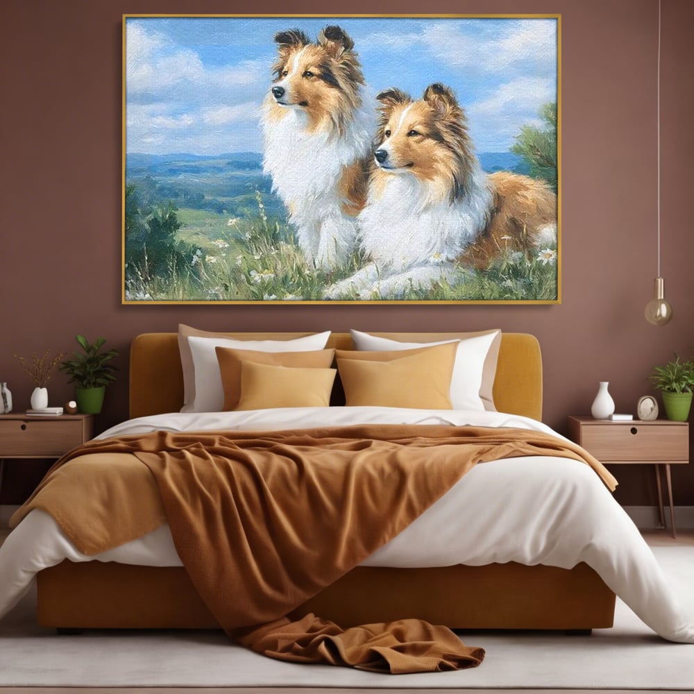 Leinwandbilder Premium, LuxCanva® M1297, Immer zusammen, Paar, Natur, Landschaft, Hügel, Hunde, Vegetation, Landschaft, Ruhe, Entspannung, Entspannung, Frieden, Büro, Wohnen, Wohnzimmer, Kinderzimmer