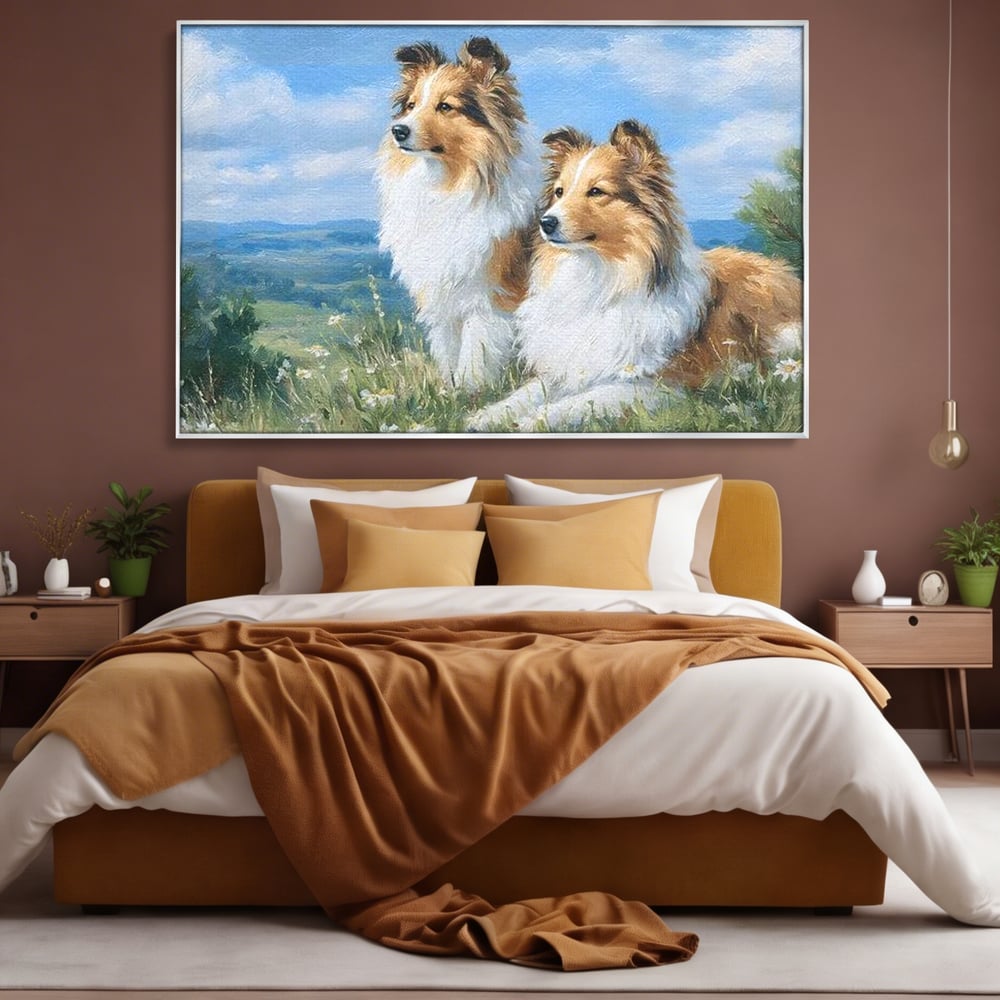 Leinwandbilder Premium, LuxCanva® M1297, Immer zusammen, Paar, Natur, Landschaft, Hügel, Hunde, Vegetation, Landschaft, Ruhe, Entspannung, Entspannung, Frieden, Büro, Wohnen, Wohnzimmer, Kinderzimmer