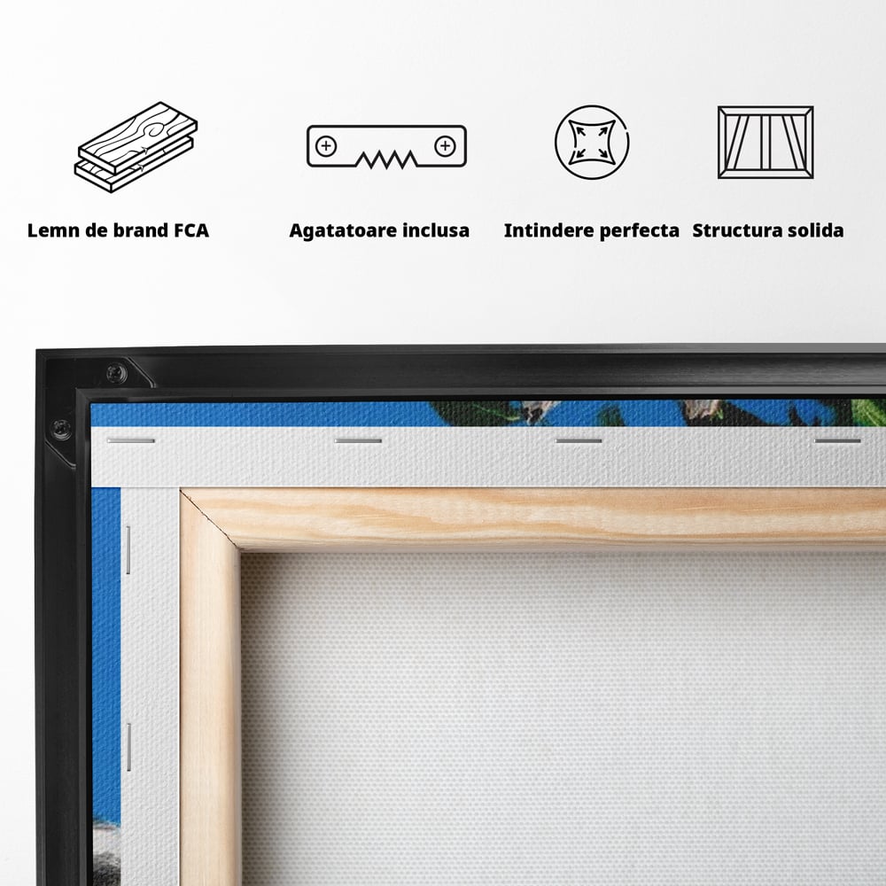 Fotoleinwand Canvas Premium, LuxCanva® M1299, Unter der Sonne, Husky, Himmel, Klar, Blätter, Baum, Patruped, Ruhend, Frei, Blanos, Wachsam, Büro, Wohnen, Wohnzimmer, Babyzimmer