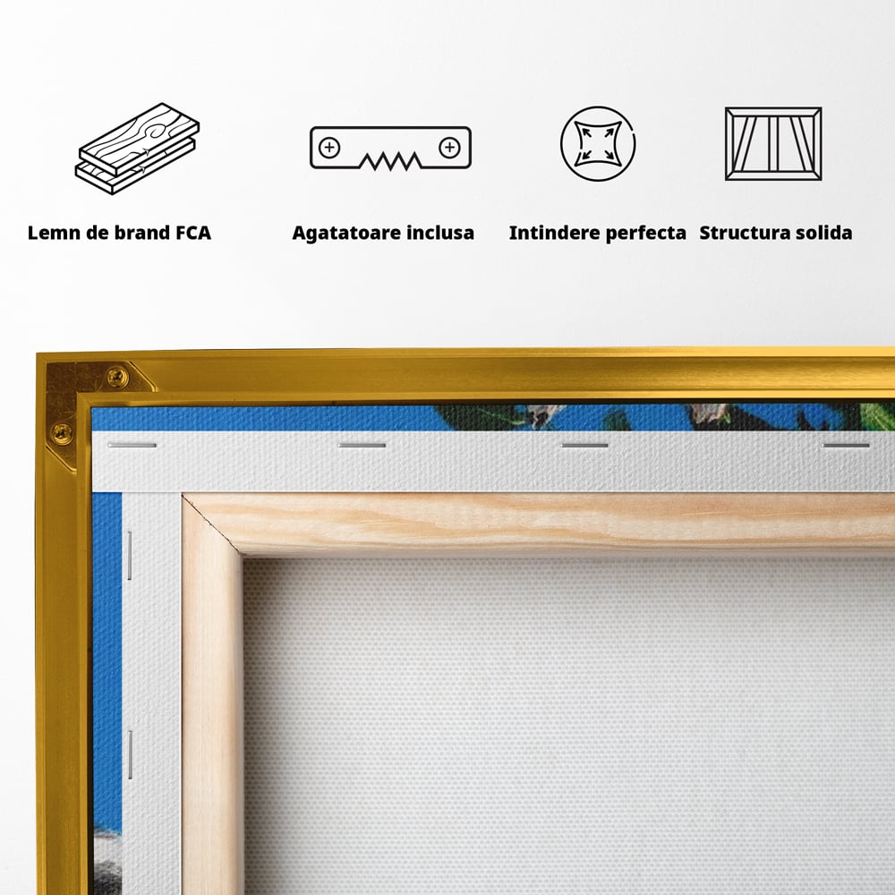 Fotoleinwand Canvas Premium, LuxCanva® M1299, Unter der Sonne, Husky, Himmel, Klar, Blätter, Baum, Patruped, Ruhend, Frei, Blanos, Wachsam, Büro, Wohnen, Wohnzimmer, Babyzimmer