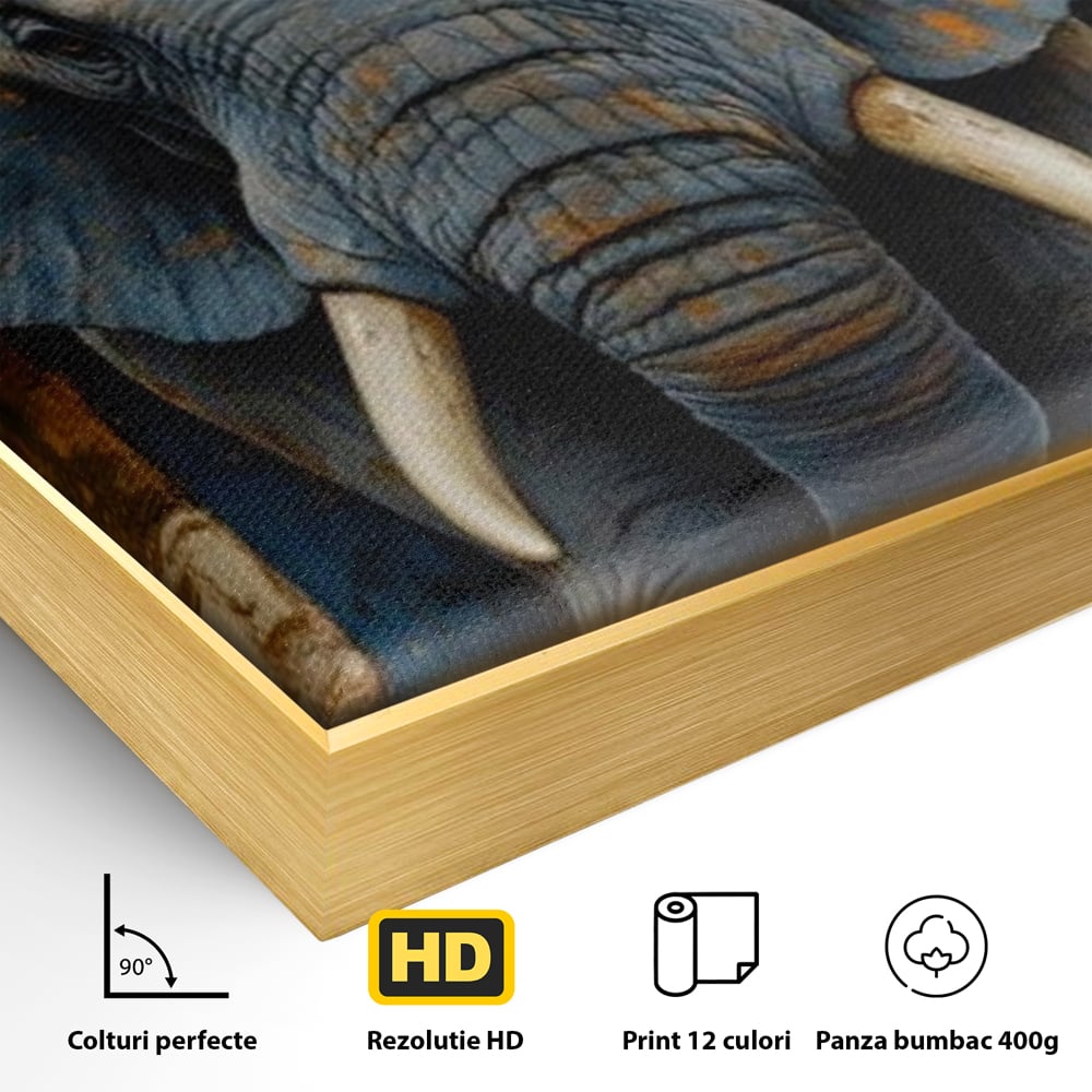 Premium-Leinwandkunst, LuxCanva® M1304, Story Layers, Textur, Malerei, Realistisch, Tier, Elefant, Urban, Linien, Afrikanisch, Moderne Kunst, Büro, Wohnen, Kinderzimmer