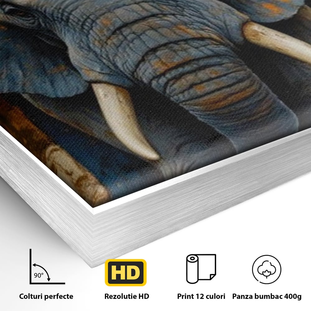 Premium-Leinwandkunst, LuxCanva® M1304, Story Layers, Textur, Malerei, Realistisch, Tier, Elefant, Urban, Linien, Afrikanisch, Moderne Kunst, Büro, Wohnen, Kinderzimmer
