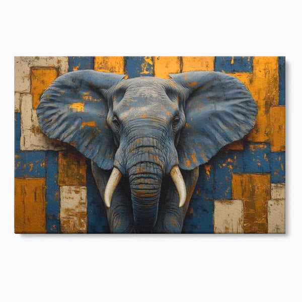 Premium-Leinwandkunst, LuxCanva® M1304, Story Layers, Textur, Malerei, Realistisch, Tier, Elefant, Urban, Linien, Afrikanisch, Moderne Kunst, Büro, Wohnen, Kinderzimmer