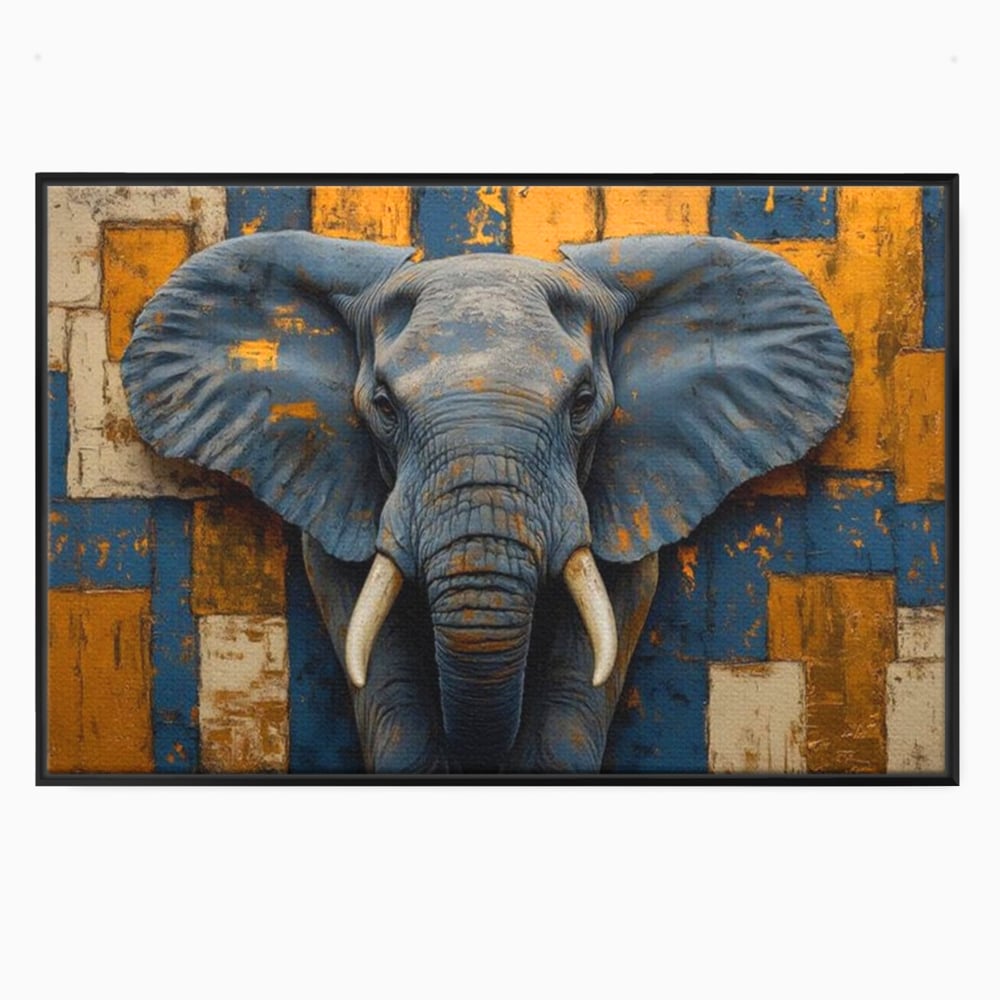 Premium-Leinwandkunst, LuxCanva® M1304, Story Layers, Textur, Malerei, Realistisch, Tier, Elefant, Urban, Linien, Afrikanisch, Moderne Kunst, Büro, Wohnen, Kinderzimmer