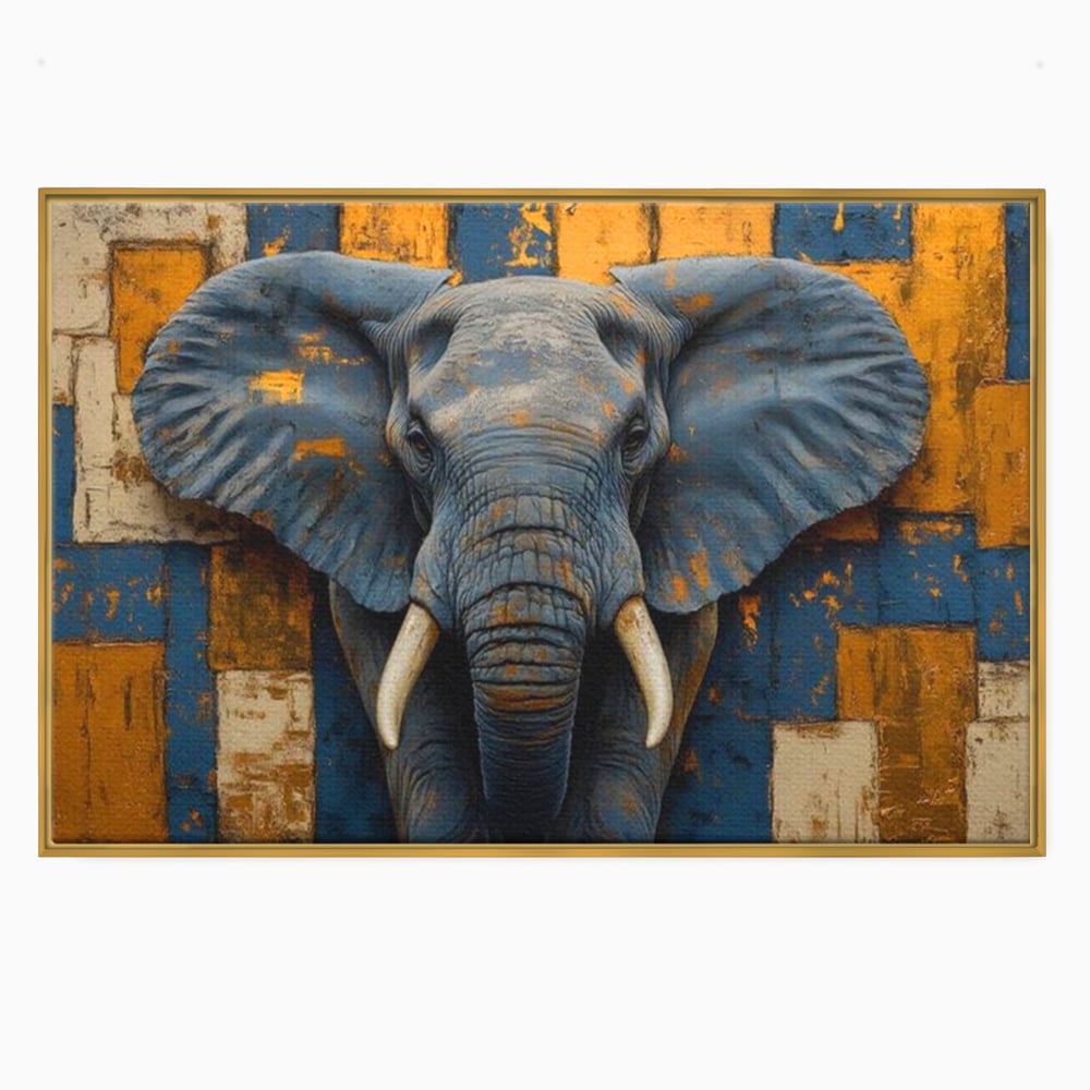 Premium-Leinwandkunst, LuxCanva® M1304, Story Layers, Textur, Malerei, Realistisch, Tier, Elefant, Urban, Linien, Afrikanisch, Moderne Kunst, Büro, Wohnen, Kinderzimmer