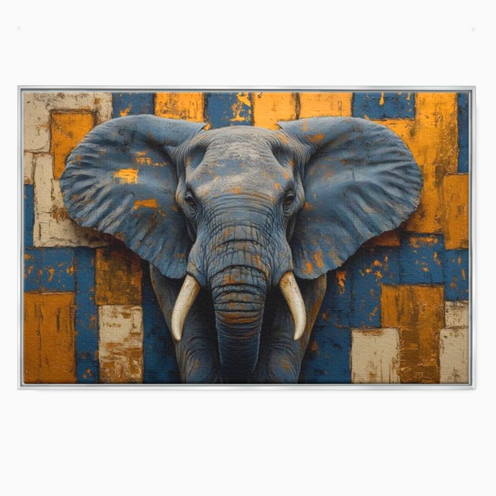 Premium-Leinwandkunst, LuxCanva® M1304, Story Layers, Textur, Malerei, Realistisch, Tier, Elefant, Urban, Linien, Afrikanisch, Moderne Kunst, Büro, Wohnen, Kinderzimmer