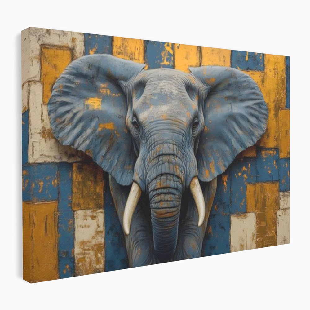 Premium-Leinwandkunst, LuxCanva® M1304, Story Layers, Textur, Malerei, Realistisch, Tier, Elefant, Urban, Linien, Afrikanisch, Moderne Kunst, Büro, Wohnen, Kinderzimmer