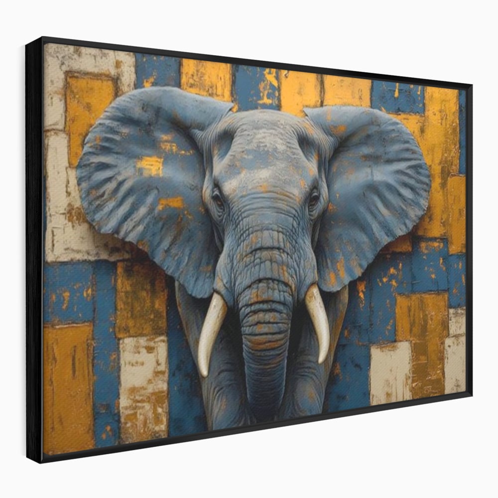 Premium-Leinwandkunst, LuxCanva® M1304, Story Layers, Textur, Malerei, Realistisch, Tier, Elefant, Urban, Linien, Afrikanisch, Moderne Kunst, Büro, Wohnen, Kinderzimmer