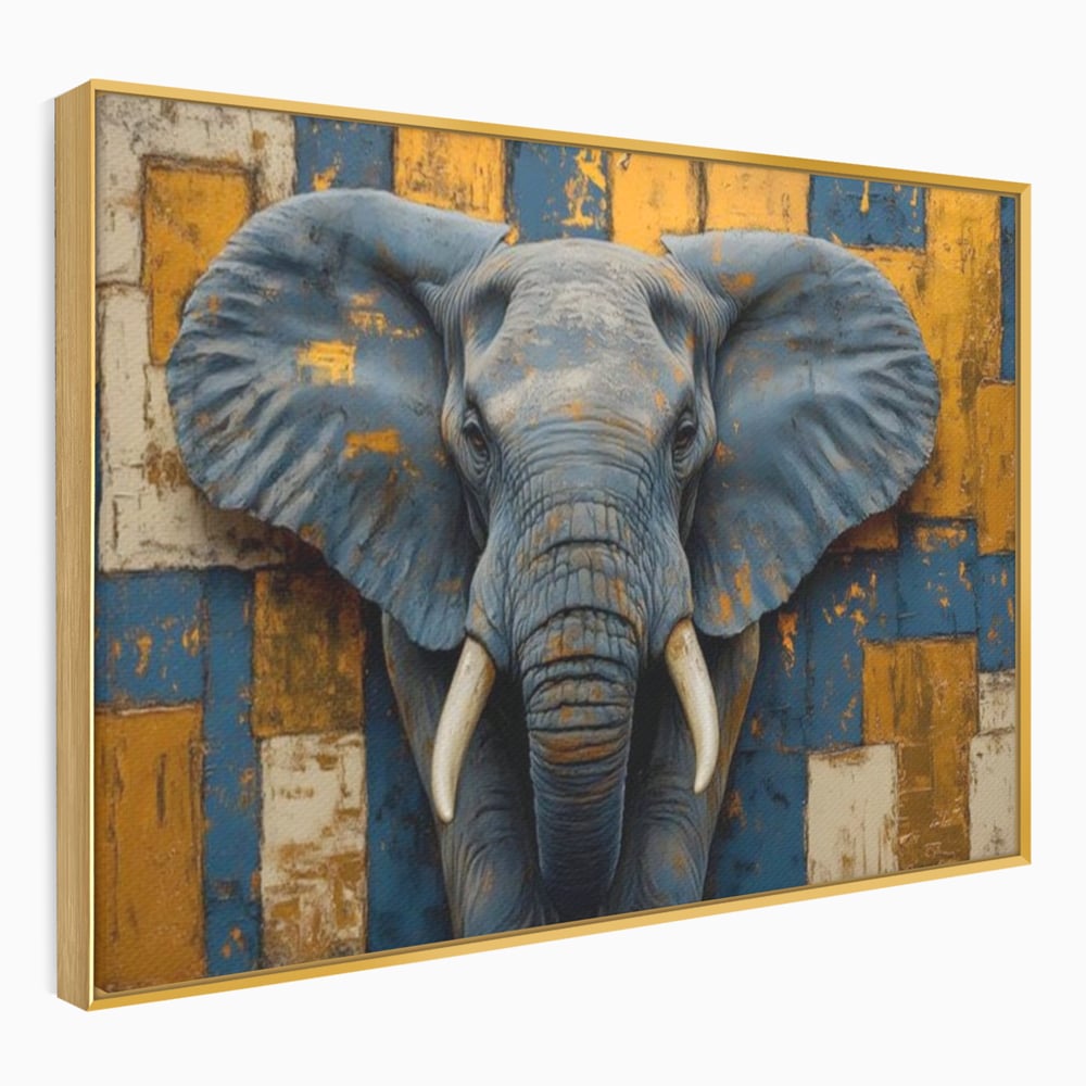 Premium-Leinwandkunst, LuxCanva® M1304, Story Layers, Textur, Malerei, Realistisch, Tier, Elefant, Urban, Linien, Afrikanisch, Moderne Kunst, Büro, Wohnen, Kinderzimmer