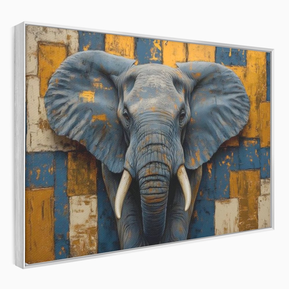Premium-Leinwandkunst, LuxCanva® M1304, Story Layers, Textur, Malerei, Realistisch, Tier, Elefant, Urban, Linien, Afrikanisch, Moderne Kunst, Büro, Wohnen, Kinderzimmer