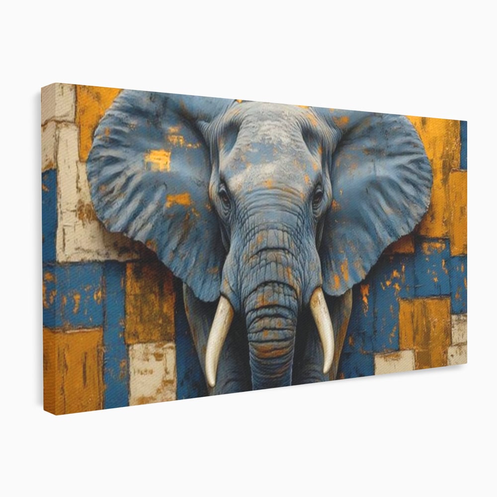 Premium-Leinwandkunst, LuxCanva® M1304, Story Layers, Textur, Malerei, Realistisch, Tier, Elefant, Urban, Linien, Afrikanisch, Moderne Kunst, Büro, Wohnen, Kinderzimmer