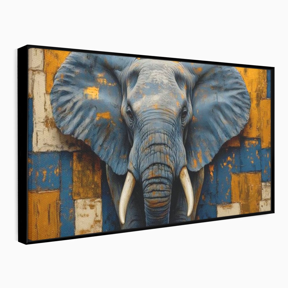 Premium-Leinwandkunst, LuxCanva® M1304, Story Layers, Textur, Malerei, Realistisch, Tier, Elefant, Urban, Linien, Afrikanisch, Moderne Kunst, Büro, Wohnen, Kinderzimmer