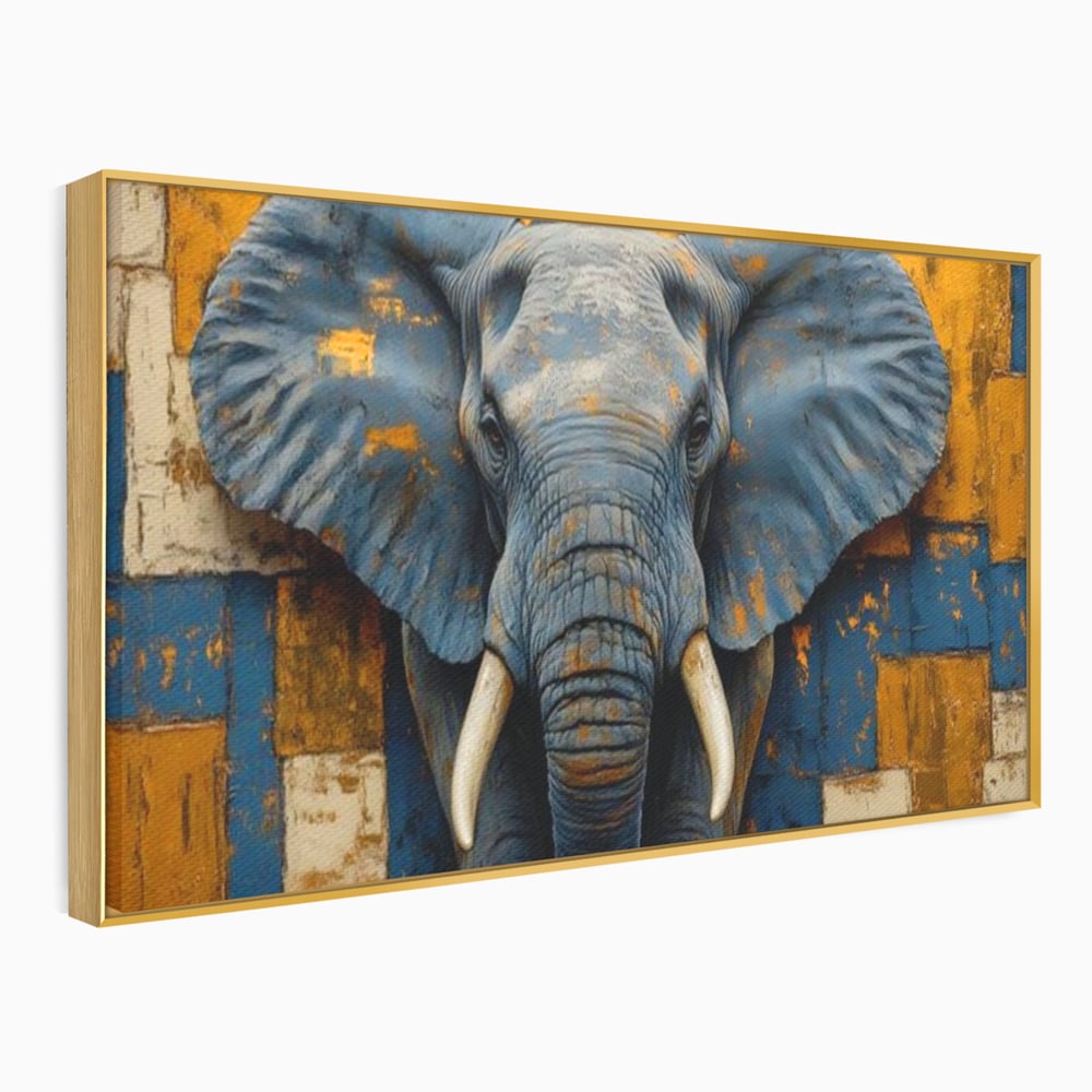 Premium-Leinwandkunst, LuxCanva® M1304, Story Layers, Textur, Malerei, Realistisch, Tier, Elefant, Urban, Linien, Afrikanisch, Moderne Kunst, Büro, Wohnen, Kinderzimmer