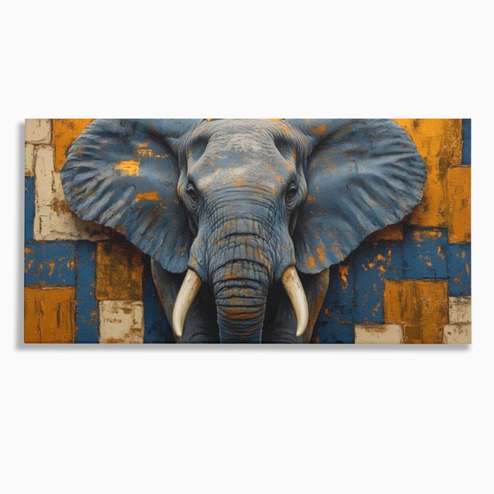 Premium-Leinwandkunst, LuxCanva® M1304, Story Layers, Textur, Malerei, Realistisch, Tier, Elefant, Urban, Linien, Afrikanisch, Moderne Kunst, Büro, Wohnen, Kinderzimmer