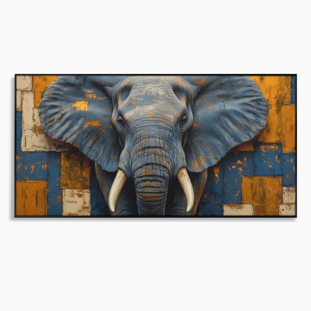 Premium-Leinwandkunst, LuxCanva® M1304, Story Layers, Textur, Malerei, Realistisch, Tier, Elefant, Urban, Linien, Afrikanisch, Moderne Kunst, Büro, Wohnen, Kinderzimmer