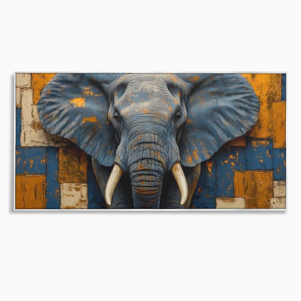 Premium-Leinwandkunst, LuxCanva® M1304, Story Layers, Textur, Malerei, Realistisch, Tier, Elefant, Urban, Linien, Afrikanisch, Moderne Kunst, Büro, Wohnen, Kinderzimmer