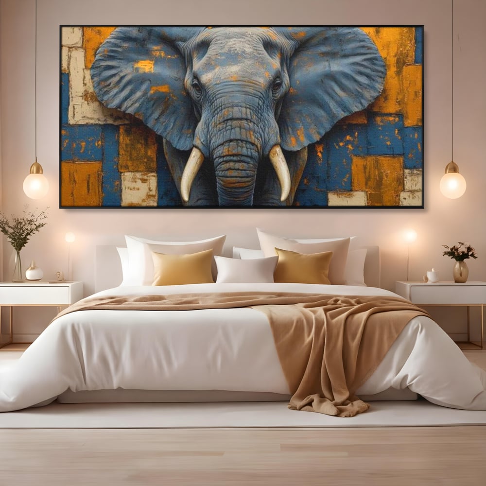 Premium-Leinwandkunst, LuxCanva® M1304, Story Layers, Textur, Malerei, Realistisch, Tier, Elefant, Urban, Linien, Afrikanisch, Moderne Kunst, Büro, Wohnen, Kinderzimmer