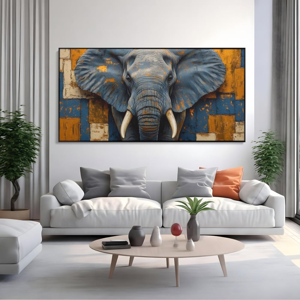 Premium-Leinwandkunst, LuxCanva® M1304, Story Layers, Textur, Malerei, Realistisch, Tier, Elefant, Urban, Linien, Afrikanisch, Moderne Kunst, Büro, Wohnen, Kinderzimmer