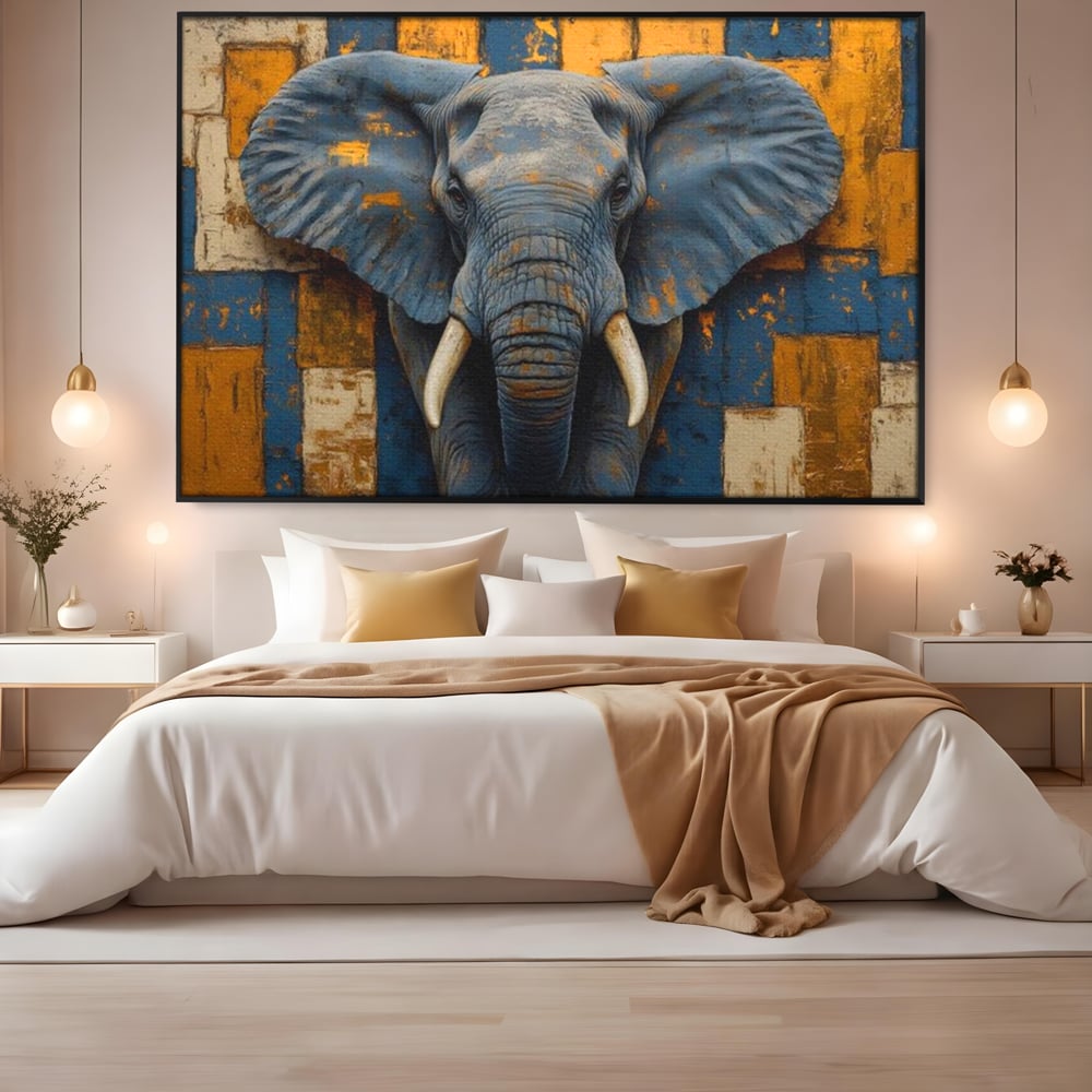 Premium-Leinwandkunst, LuxCanva® M1304, Story Layers, Textur, Malerei, Realistisch, Tier, Elefant, Urban, Linien, Afrikanisch, Moderne Kunst, Büro, Wohnen, Kinderzimmer