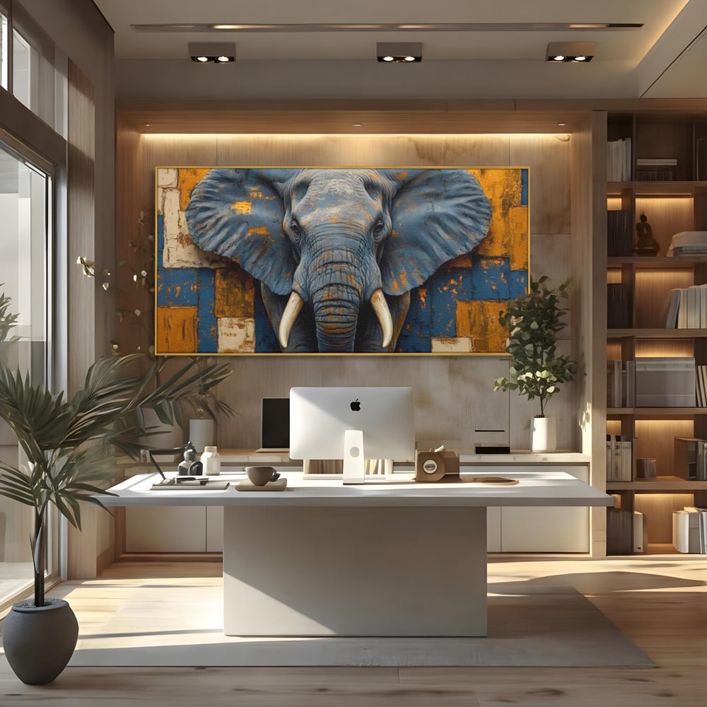 Premium-Leinwandkunst, LuxCanva® M1304, Story Layers, Textur, Malerei, Realistisch, Tier, Elefant, Urban, Linien, Afrikanisch, Moderne Kunst, Büro, Wohnen, Kinderzimmer