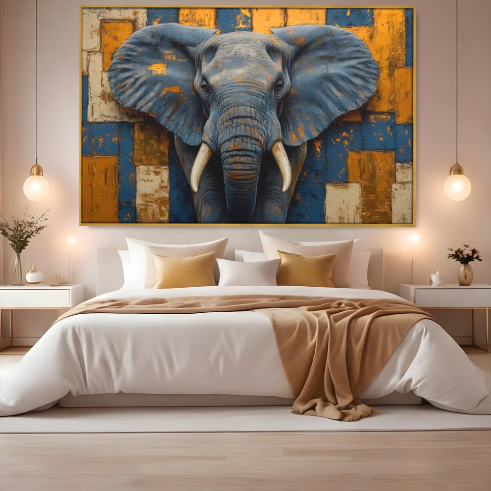 Premium-Leinwandkunst, LuxCanva® M1304, Story Layers, Textur, Malerei, Realistisch, Tier, Elefant, Urban, Linien, Afrikanisch, Moderne Kunst, Büro, Wohnen, Kinderzimmer