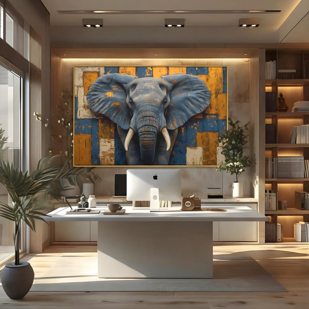 Premium-Leinwandkunst, LuxCanva® M1304, Story Layers, Textur, Malerei, Realistisch, Tier, Elefant, Urban, Linien, Afrikanisch, Moderne Kunst, Büro, Wohnen, Kinderzimmer