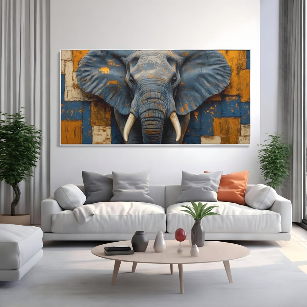 Premium-Leinwandkunst, LuxCanva® M1304, Story Layers, Textur, Malerei, Realistisch, Tier, Elefant, Urban, Linien, Afrikanisch, Moderne Kunst, Büro, Wohnen, Kinderzimmer