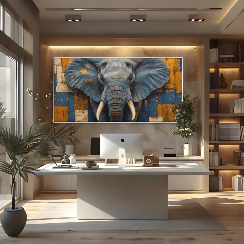 Premium-Leinwandkunst, LuxCanva® M1304, Story Layers, Textur, Malerei, Realistisch, Tier, Elefant, Urban, Linien, Afrikanisch, Moderne Kunst, Büro, Wohnen, Kinderzimmer