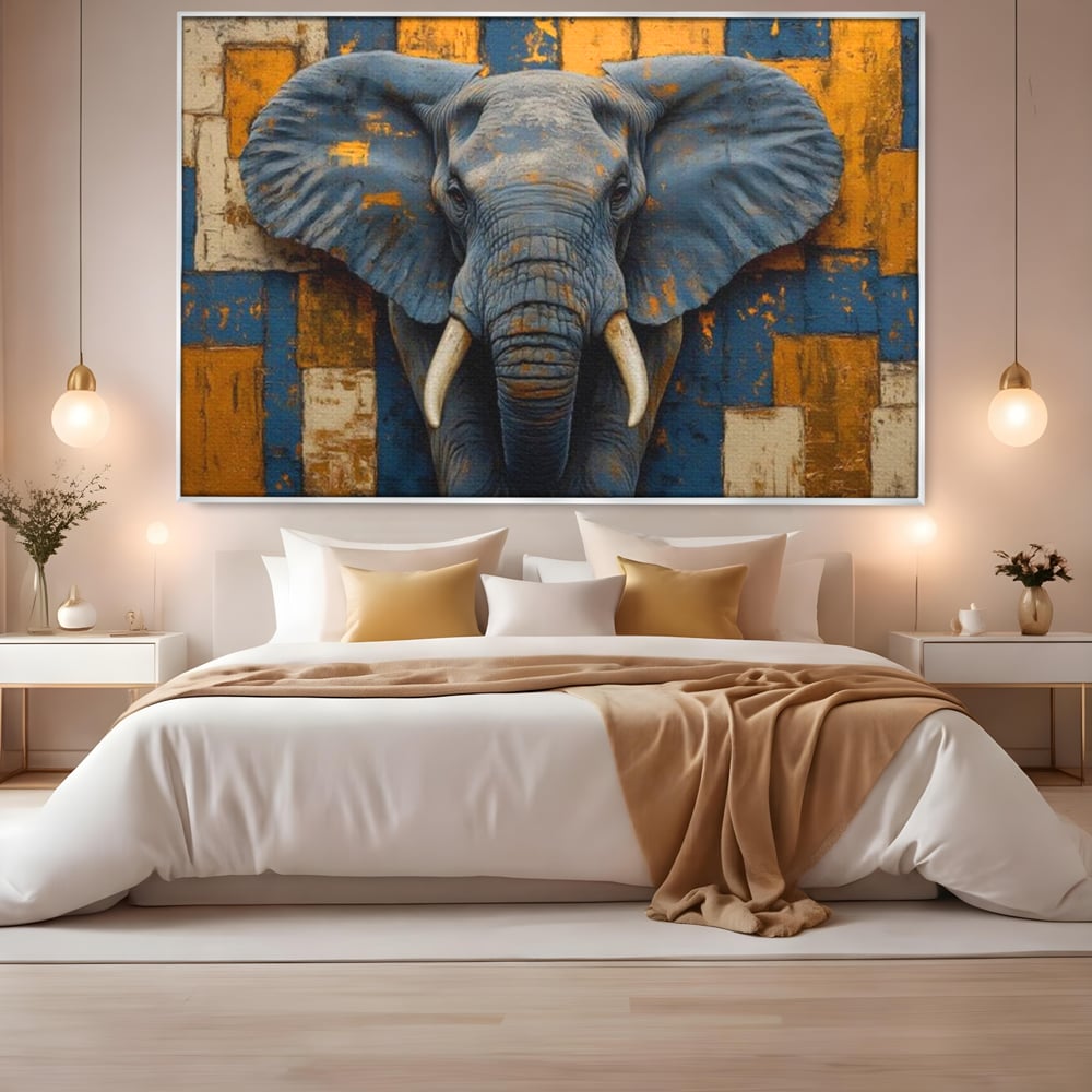 Premium-Leinwandkunst, LuxCanva® M1304, Story Layers, Textur, Malerei, Realistisch, Tier, Elefant, Urban, Linien, Afrikanisch, Moderne Kunst, Büro, Wohnen, Kinderzimmer
