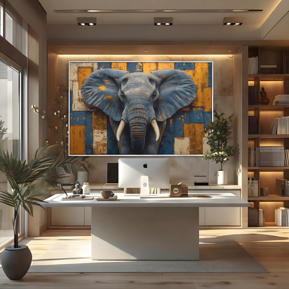 Premium-Leinwandkunst, LuxCanva® M1304, Story Layers, Textur, Malerei, Realistisch, Tier, Elefant, Urban, Linien, Afrikanisch, Moderne Kunst, Büro, Wohnen, Kinderzimmer
