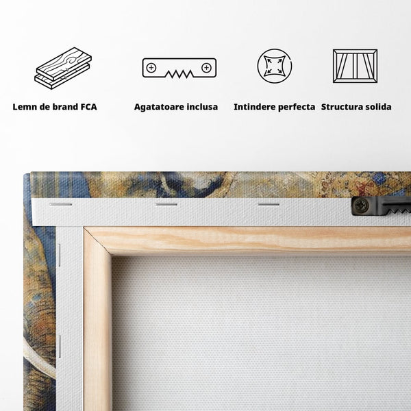 Leinwand Wandbilder Premium, LuxCanva® M1305, Orientalischer Tanz, Heilig, Talisman, Symbole, Elefant, Gold, Profil, Geist, Künstlerisch, Fang, Kultur, Tier, Büro, Wohnen, Wohnzimmer, Kinderzimmer
