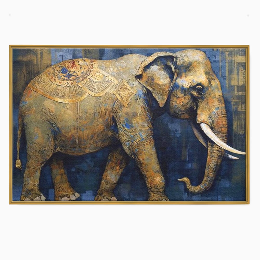 Leinwand Wandbilder Premium, LuxCanva® M1305, Orientalischer Tanz, Heilig, Talisman, Symbole, Elefant, Gold, Profil, Geist, Künstlerisch, Fang, Kultur, Tier, Büro, Wohnen, Wohnzimmer, Kinderzimmer