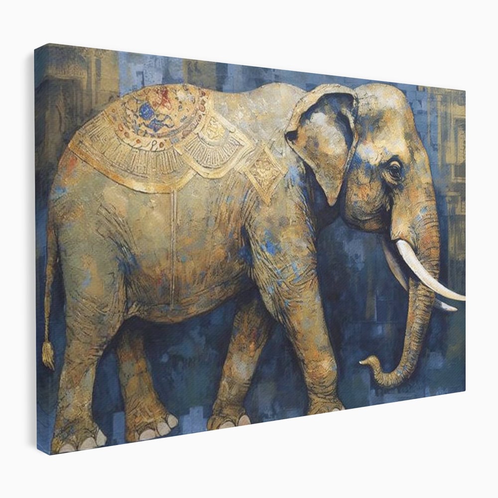 Leinwand Wandbilder Premium, LuxCanva® M1305, Orientalischer Tanz, Heilig, Talisman, Symbole, Elefant, Gold, Profil, Geist, Künstlerisch, Fang, Kultur, Tier, Büro, Wohnen, Wohnzimmer, Kinderzimmer