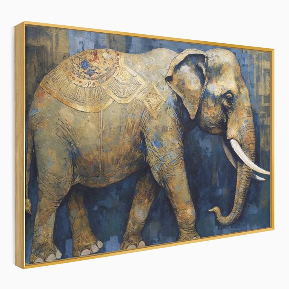 Leinwand Wandbilder Premium, LuxCanva® M1305, Orientalischer Tanz, Heilig, Talisman, Symbole, Elefant, Gold, Profil, Geist, Künstlerisch, Fang, Kultur, Tier, Büro, Wohnen, Wohnzimmer, Kinderzimmer