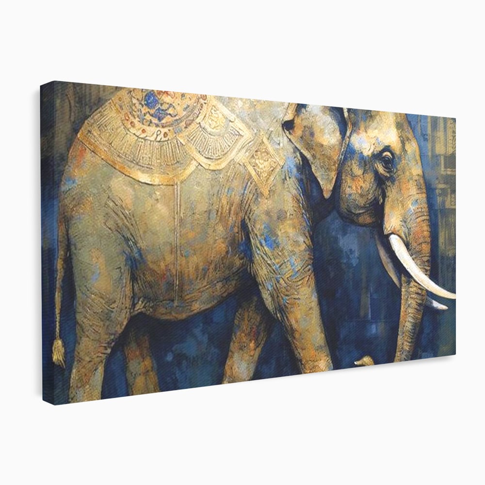 Leinwand Wandbilder Premium, LuxCanva® M1305, Orientalischer Tanz, Heilig, Talisman, Symbole, Elefant, Gold, Profil, Geist, Künstlerisch, Fang, Kultur, Tier, Büro, Wohnen, Wohnzimmer, Kinderzimmer