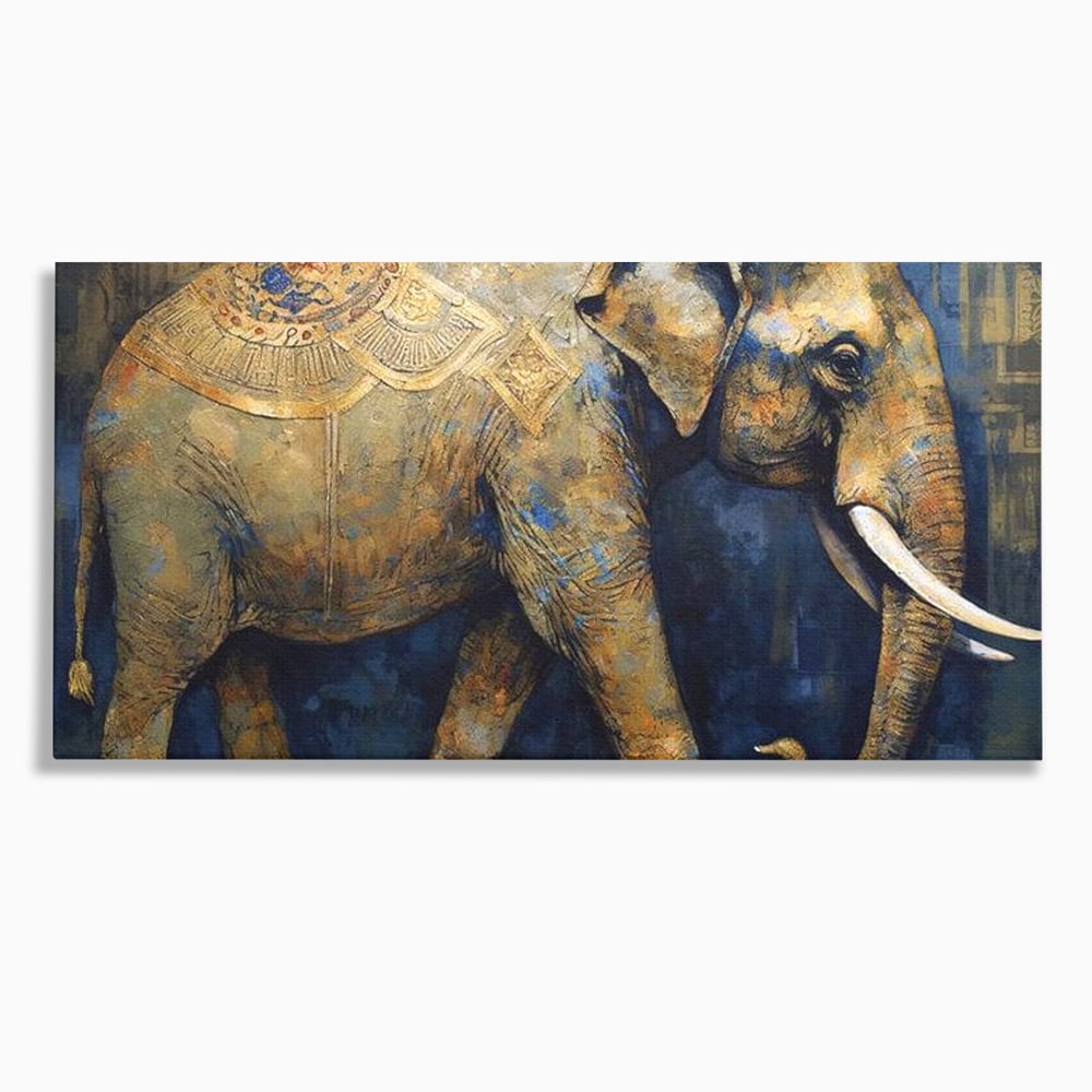 Leinwand Wandbilder Premium, LuxCanva® M1305, Orientalischer Tanz, Heilig, Talisman, Symbole, Elefant, Gold, Profil, Geist, Künstlerisch, Fang, Kultur, Tier, Büro, Wohnen, Wohnzimmer, Kinderzimmer