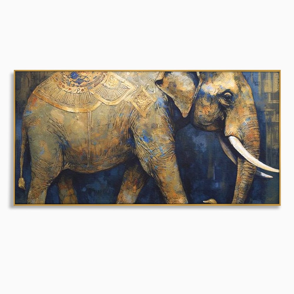 Leinwand Wandbilder Premium, LuxCanva® M1305, Orientalischer Tanz, Heilig, Talisman, Symbole, Elefant, Gold, Profil, Geist, Künstlerisch, Fang, Kultur, Tier, Büro, Wohnen, Wohnzimmer, Kinderzimmer