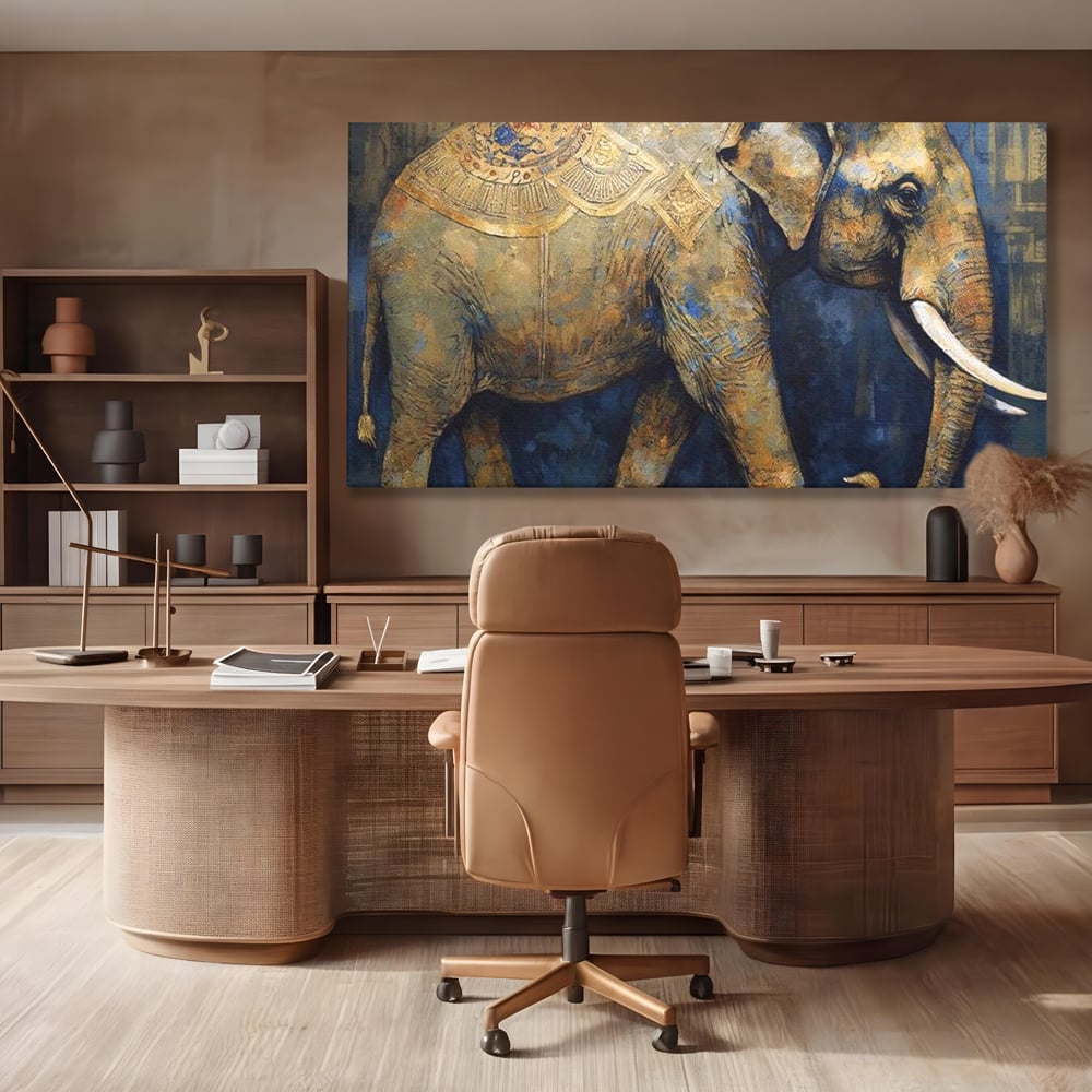 Leinwand Wandbilder Premium, LuxCanva® M1305, Orientalischer Tanz, Heilig, Talisman, Symbole, Elefant, Gold, Profil, Geist, Künstlerisch, Fang, Kultur, Tier, Büro, Wohnen, Wohnzimmer, Kinderzimmer