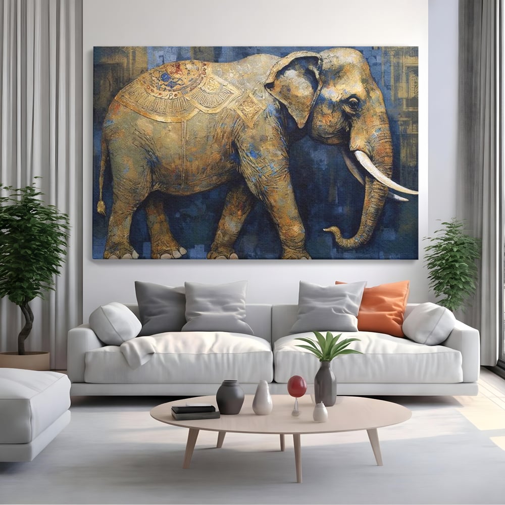 Leinwand Wandbilder Premium, LuxCanva® M1305, Orientalischer Tanz, Heilig, Talisman, Symbole, Elefant, Gold, Profil, Geist, Künstlerisch, Fang, Kultur, Tier, Büro, Wohnen, Wohnzimmer, Kinderzimmer
