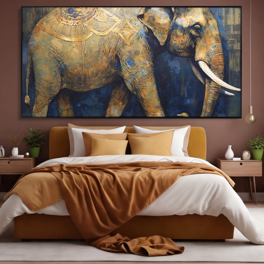 Leinwand Wandbilder Premium, LuxCanva® M1305, Orientalischer Tanz, Heilig, Talisman, Symbole, Elefant, Gold, Profil, Geist, Künstlerisch, Fang, Kultur, Tier, Büro, Wohnen, Wohnzimmer, Kinderzimmer