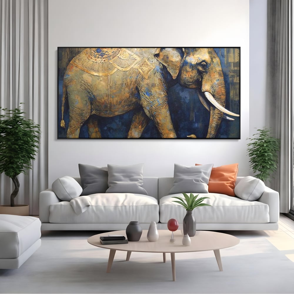 Leinwand Wandbilder Premium, LuxCanva® M1305, Orientalischer Tanz, Heilig, Talisman, Symbole, Elefant, Gold, Profil, Geist, Künstlerisch, Fang, Kultur, Tier, Büro, Wohnen, Wohnzimmer, Kinderzimmer