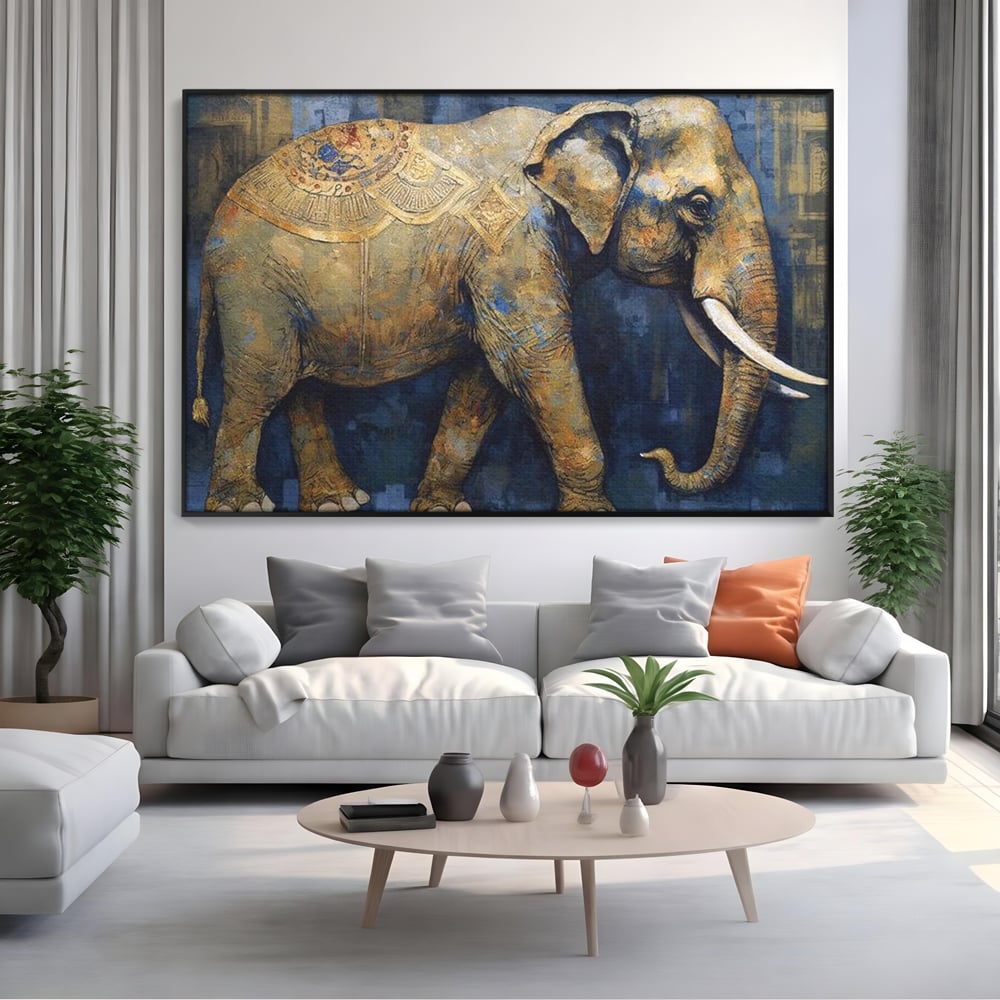 Leinwand Wandbilder Premium, LuxCanva® M1305, Orientalischer Tanz, Heilig, Talisman, Symbole, Elefant, Gold, Profil, Geist, Künstlerisch, Fang, Kultur, Tier, Büro, Wohnen, Wohnzimmer, Kinderzimmer
